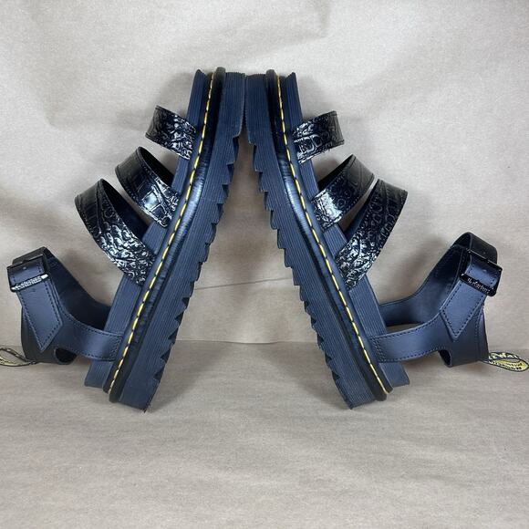 Dr. Martens US Women 10 Blaire Platform Sandals Gunmetal Wild Croc Embossed - Picture 6 of 11